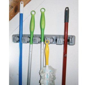 Wall mounted broom & tool holder